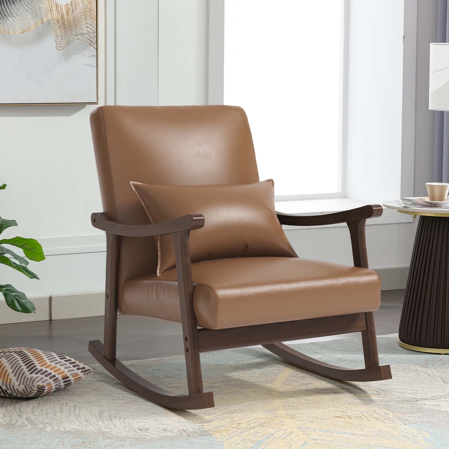 Soft Vegan Leather Rocking Chair with a Pillow Bed Bath Beyond