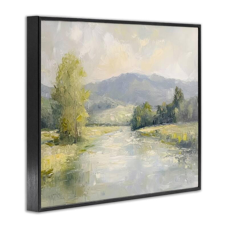 Stupell Abstract River & Mountain Scene Framed Giclee Art Design By Petal Prints Design