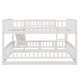 preview thumbnail 28 of 48, Full Over Full Low Bunk Bed with Fence and Ladder for Toddler Kids Teens