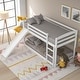preview thumbnail 31 of 40, Modern Bed Frame Twin over Twin with Ladder Fundamental Low Floor Bunk Bed for Kids Solid Pinewood Bunkbeds, Non-toxic Finishes White with Slide - Twin