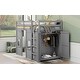 preview thumbnail 7 of 11, Gray Playhouse Design Twin Size Loft Bed w/ Guardrail for Kids Boys Girls, Wood Loft Bed w/ Built-in Storage Wardrobe & Windows