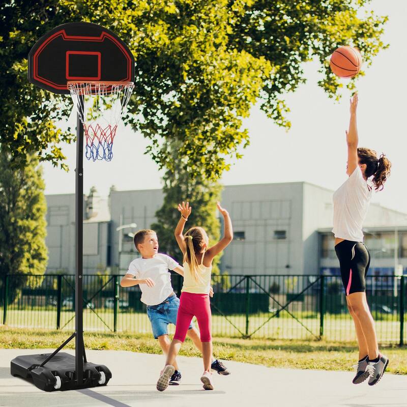 Portable Basketball Hoop Stand 5.1-6.9ft Height-Adjustable with 29'' Backboard Wheels for Indoor Outdoor Black