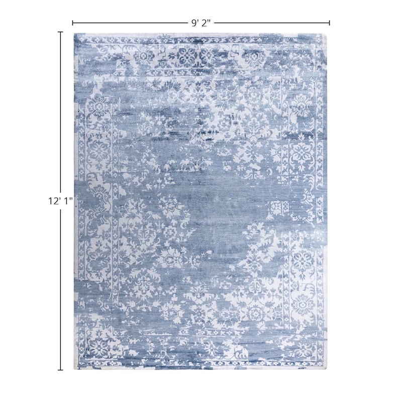 Modern One-of-a-Kind Hand-Knotted Area Rug, Blue - 9' 2" x 12' 1"