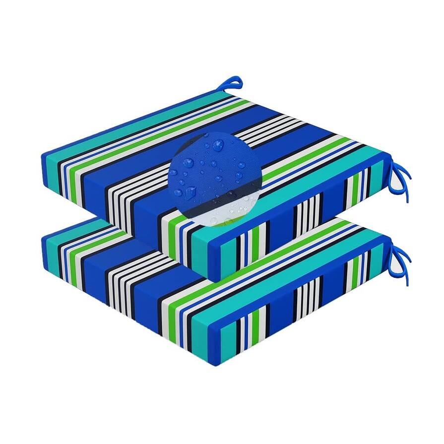 Water-Resistant Square Patio Seat Cushions Outdoor Seat Cushions High-Density Thickened Sponge Filling 17x17in 2pack