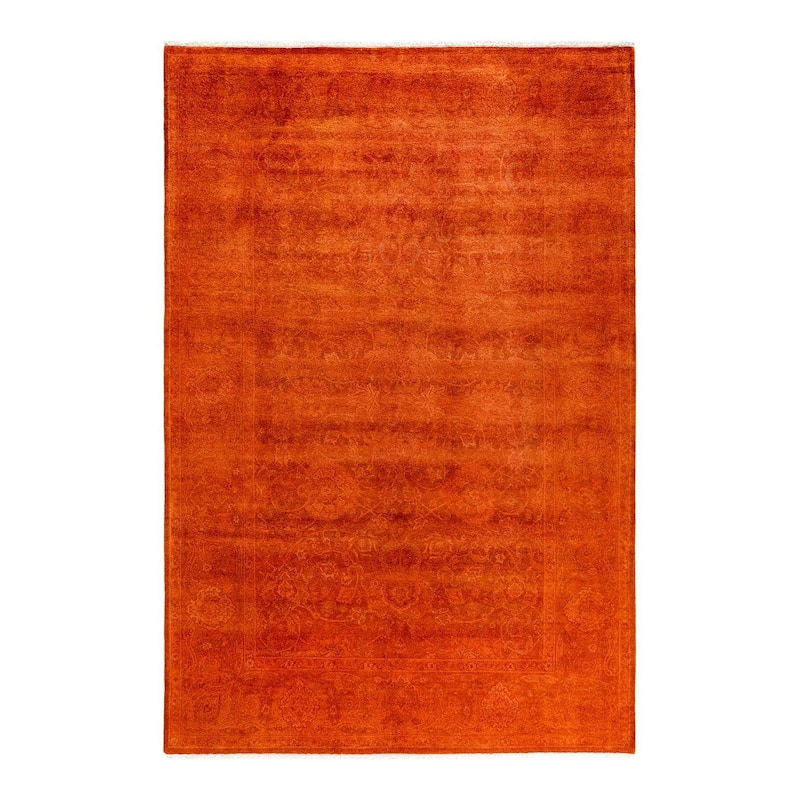 Fine Vibrance, One-of-a-Kind Hand-Knotted Area Rug - Orange, 6' 3" x 9' 3" - 6' 3" x 9' 3"