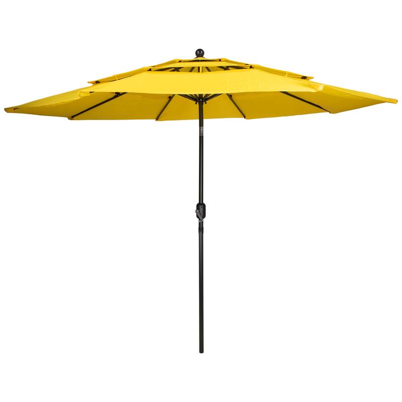 9.75ft Outdoor Patio Market Umbrella with Hand Crank and Tilt, Yellow