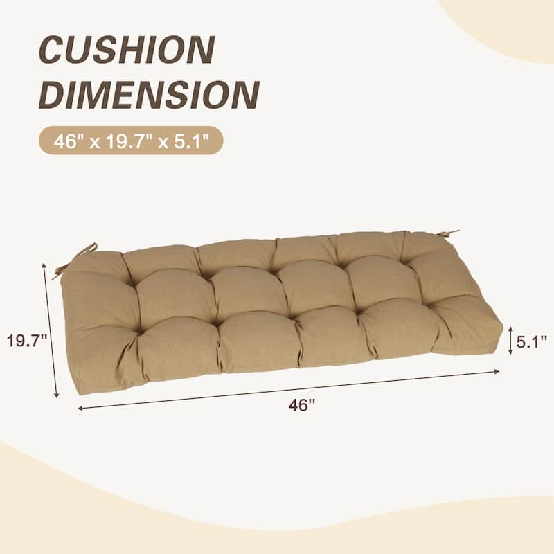 Aoodor Outdoor Polyester Tufted Bench Cushion, Water-resistant & Fade-Resistant Cushion