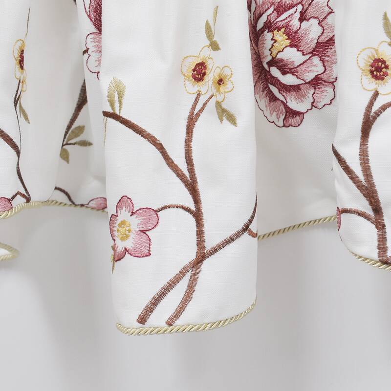 Serenta Embroidery Red/Gold Spring Flower Valance