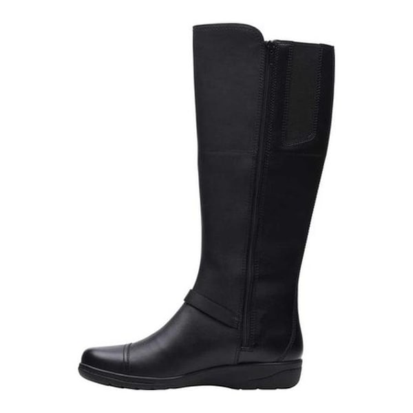 clarks long black leather boots