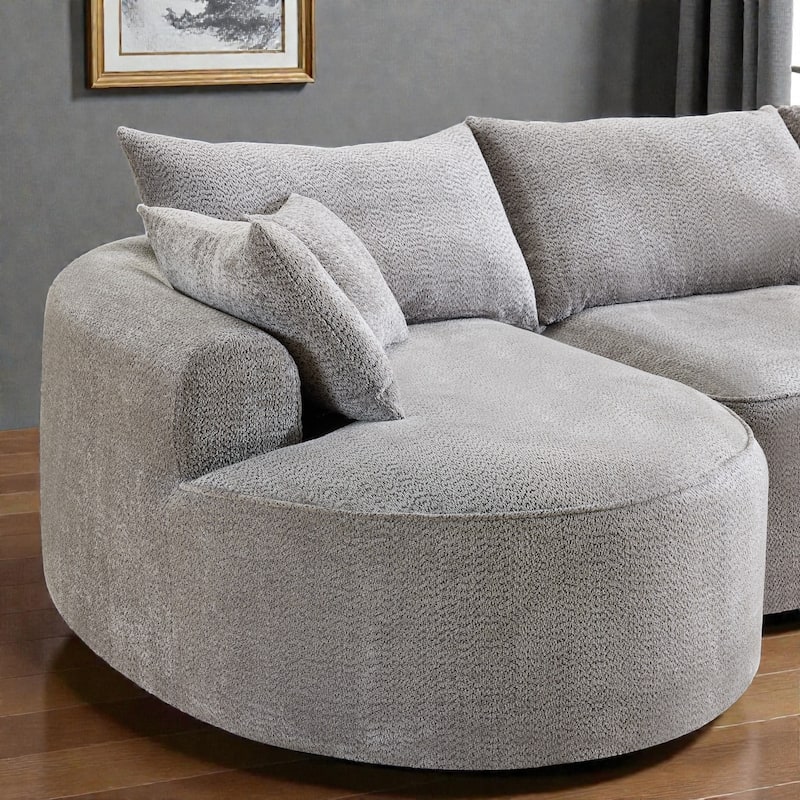 124.5 Inch Oversized Cloud Sofa, Modern Boneless Chenille Couch with Pillows, No Assembly Sofa for Living Room