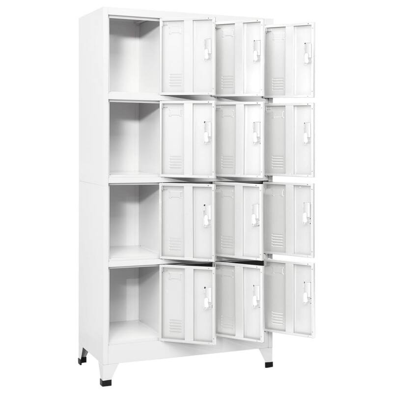 Rim 12 Locker Cabinet with Storage Compartments, Slate Gray Steel