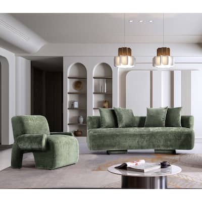 Manhattan Comfort 2 Piece Modern Verandah Chenille 90.6 Inch Sofa Set