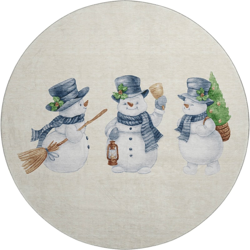 Premium Washable Super Soft Winter Holiday Snowman Mayfield Rug
