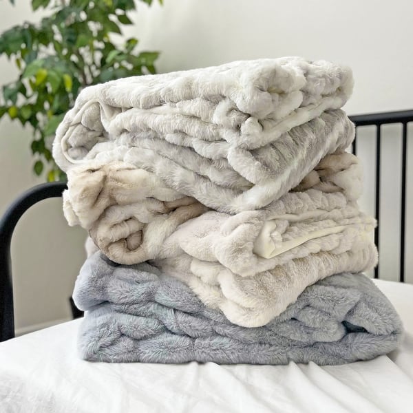 The Mood Mallow Ruched FauxFur Throw On Sale Bed Bath & Beyond