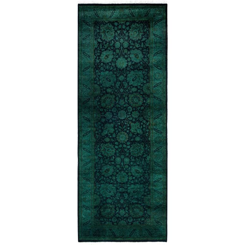 Overdyed One-of-a-Kind Hand-Knotted Area Rug - Black - 3' 1" x 8' 3"