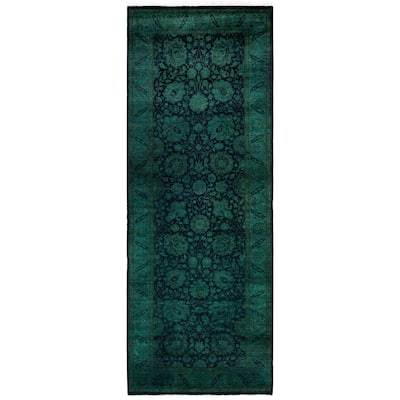 Overdyed One-of-a-Kind Hand-Knotted Area Rug - Black - 3' 1" x 8' 3"