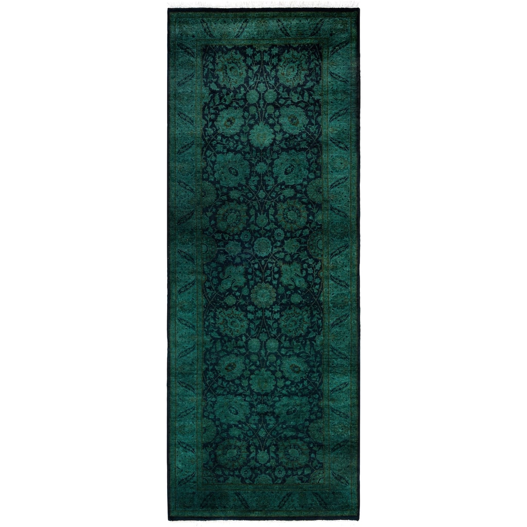 Overdyed One-of-a-Kind Hand-Knotted Area Rug - Black - 3' 1" x 8' 3"