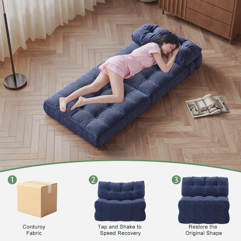 Portable Floor Folding Sofa Bed, Convertible Sleeper Chair for Living Room