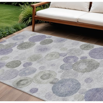 HomeRoots Geometric Transitional Rectangle Outdoor Rug