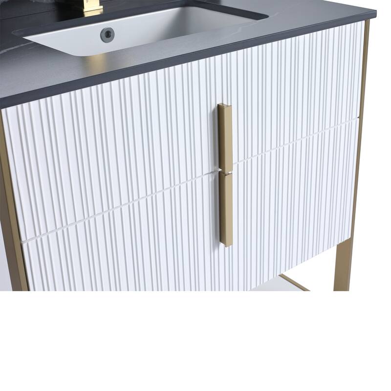 Fine Fixtures Serenity Modern Bathroom Vanity with Black Sintered Stone Top
