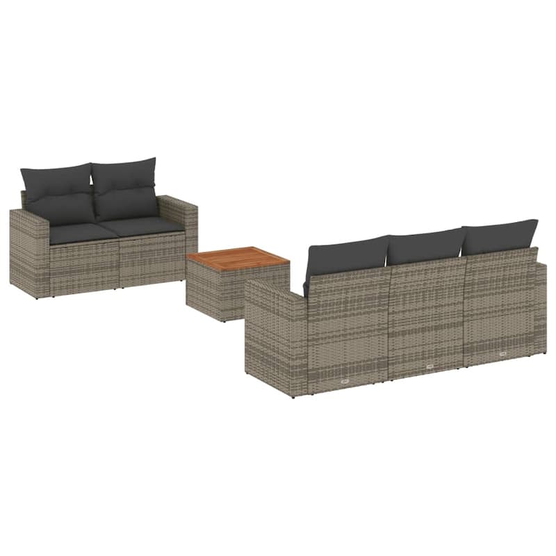 vidaXL Patio Sofa Set with Cushions Outdoor Furniture 6 Piece Poly Rattan - 25.8 x 24.4 x 27.2