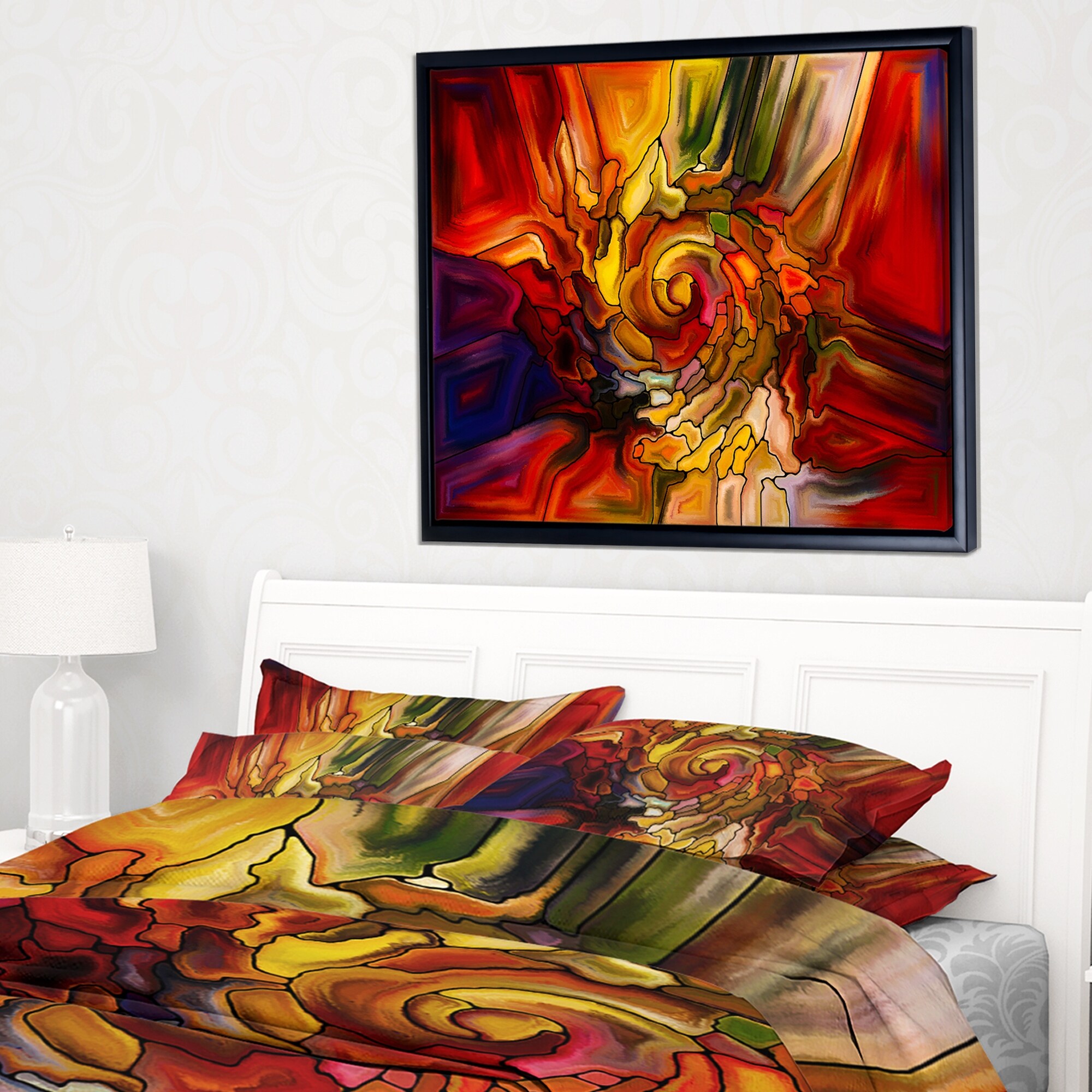 Shop Designart Illusions Of Stained Glass Abstract Framed Canvas