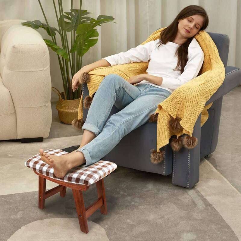 Square Cushion Foot Stool (Walnut Legs)