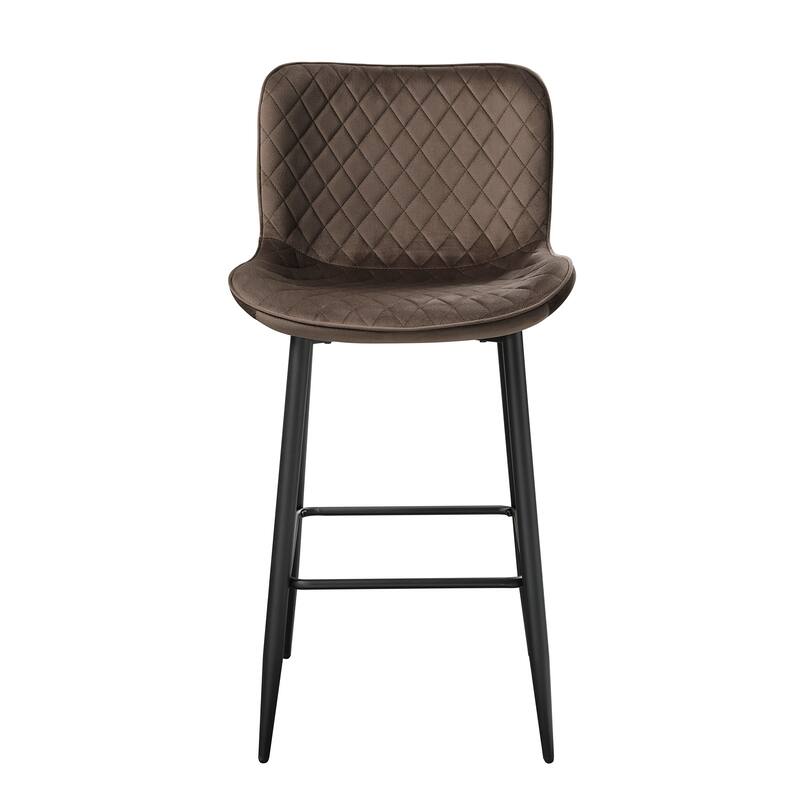 2-Piece 29" Pub Height Chair Set - Brown Velvet with Metal Legs