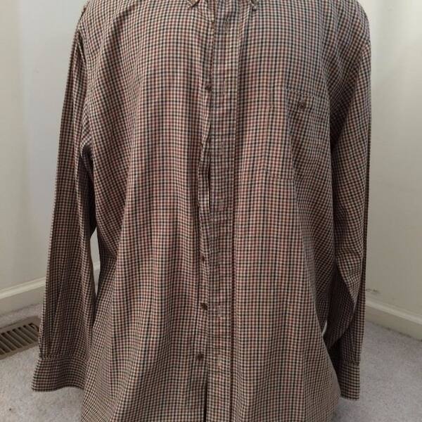 Shop Lands End Shirt Mens Size 17 5 Tall Button Front Shirt Tan