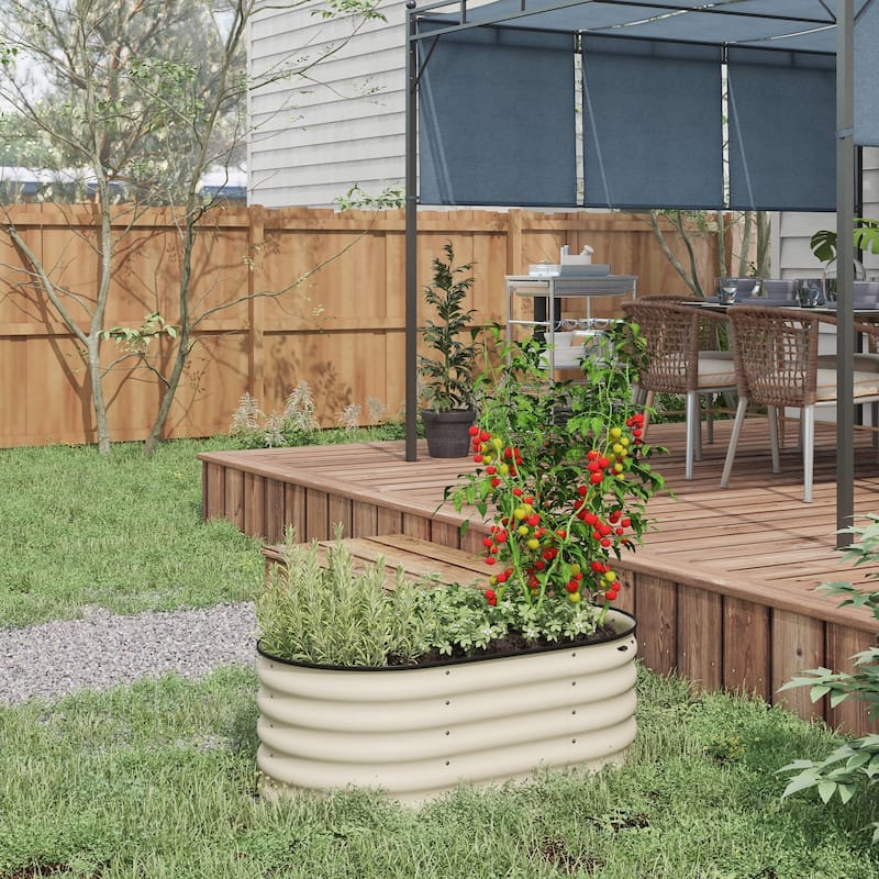 Countryside Style Garden Bed with Metal Side Panels and Corner Panels, for Backyard Patio Grow Vegetables Herb - 8' x 10'