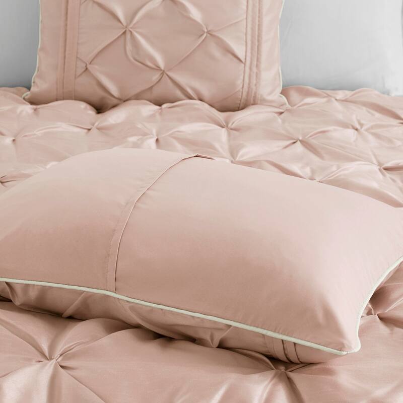 7 Piece Tufted Comforter Set Blush Full