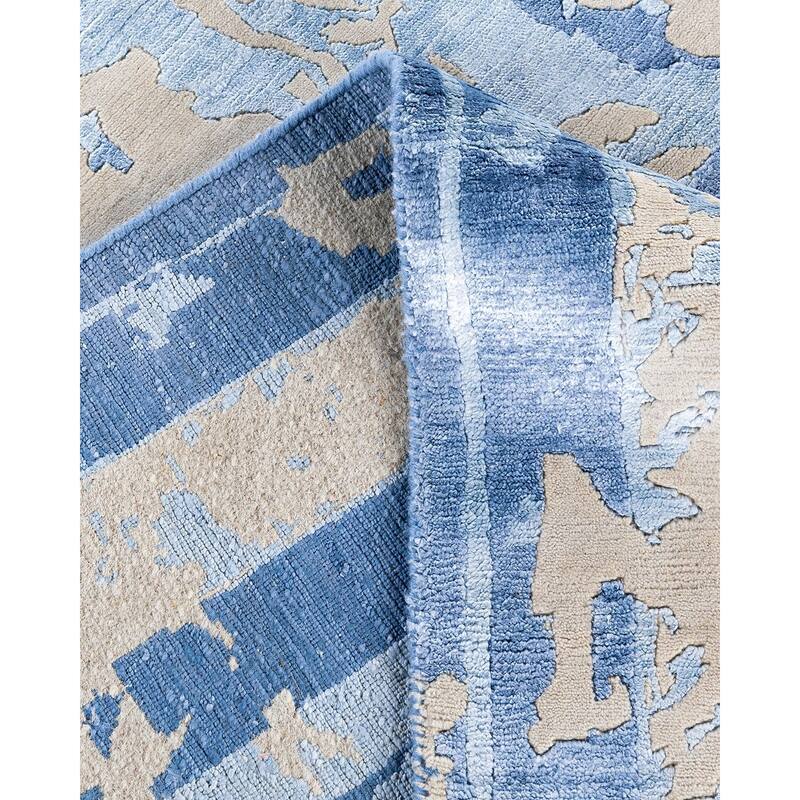 Modern One-of-a-Kind Hand-Knotted Area Rug, Blue - 8' 1" x 10' 2"