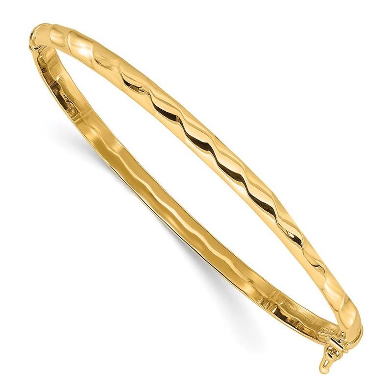 Curata 10k Yellow Gold 4mm Polished Twisted Hinged Bangle Bracelet