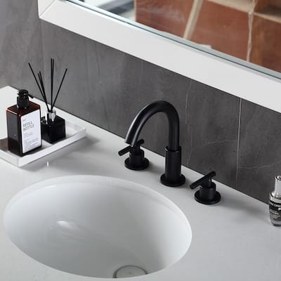 2 Handle 3 Holes Matte Black Widespread Bathroom Faucet - 5.6’’*5.4’’* 8