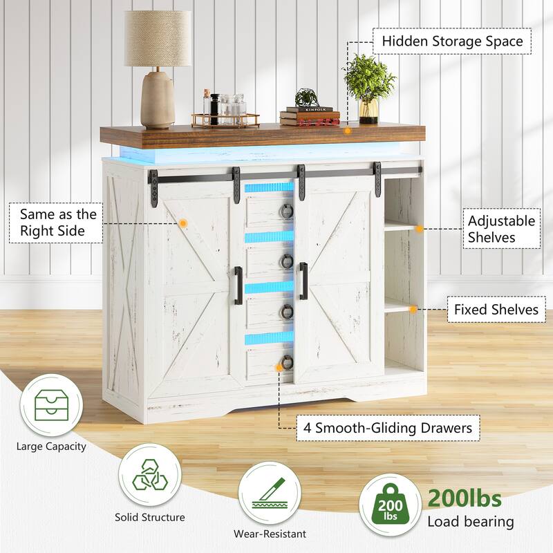 Sideboard With Hidden Gun Lock And Led Lights
