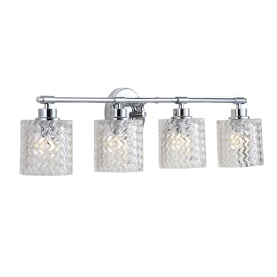 Manhattan Vintage Iron/Chevron Pattern Glass Farmhouse Cottage LED Vanity Light, by JONATHAN Y
