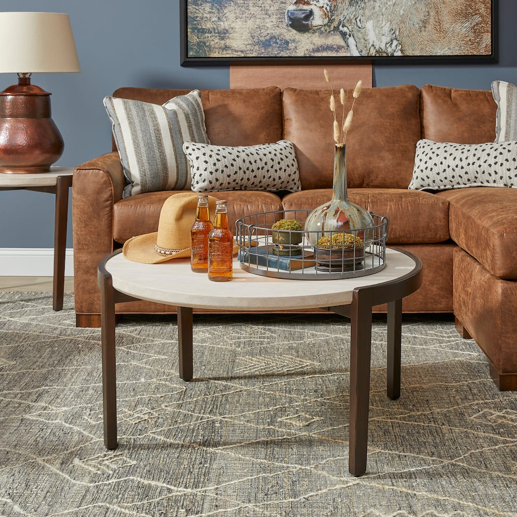Palette Stone Round Coffee Table - 35" x 18" x 35"