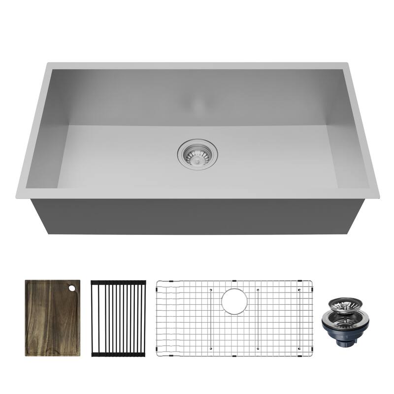 Karran USA UUMSB3322-PK1 Fusion 33" Undermount Single Basin Stainless - Satin Brushed