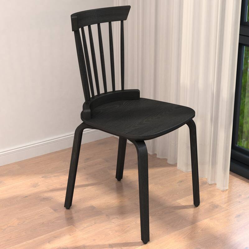 Dining Chairs Set of 2, Farmhouse Wooden Spindle Back Kitchen Chairs Solid Wood Slat Back Windsor Chair (Set of 2)
