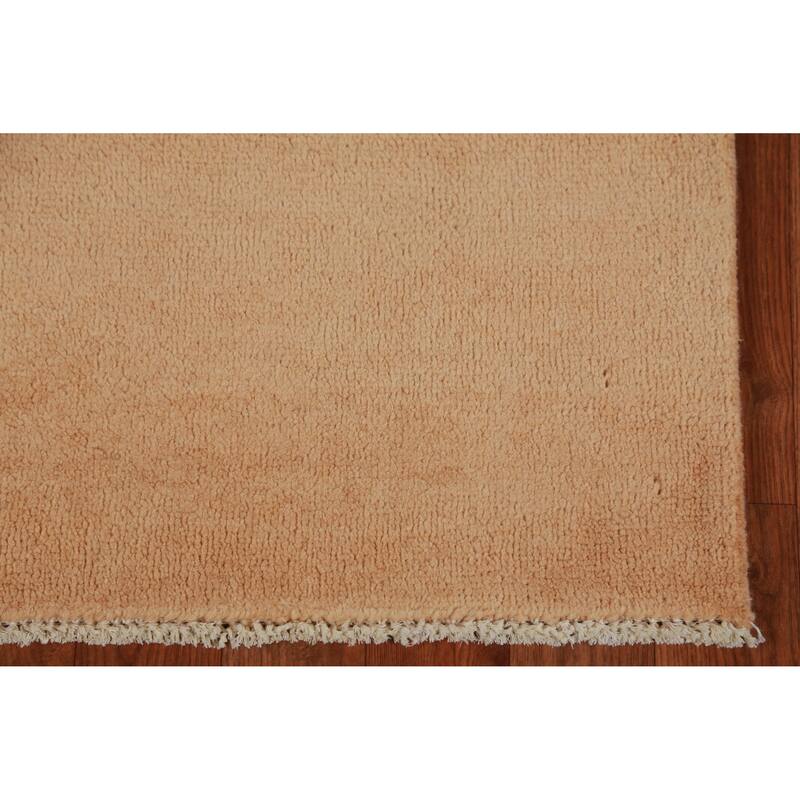 Hand Knotted Oriental 100% Wool Carpet Modern Solid Oranges & Rust Gabbeh Runner Rug - 10' 3'' X 3' 1''