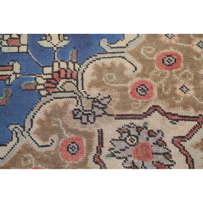 Blue Tabriz Persian Vintage Area Rug Handmade Wool Carpet - 8'3"x 11'5"