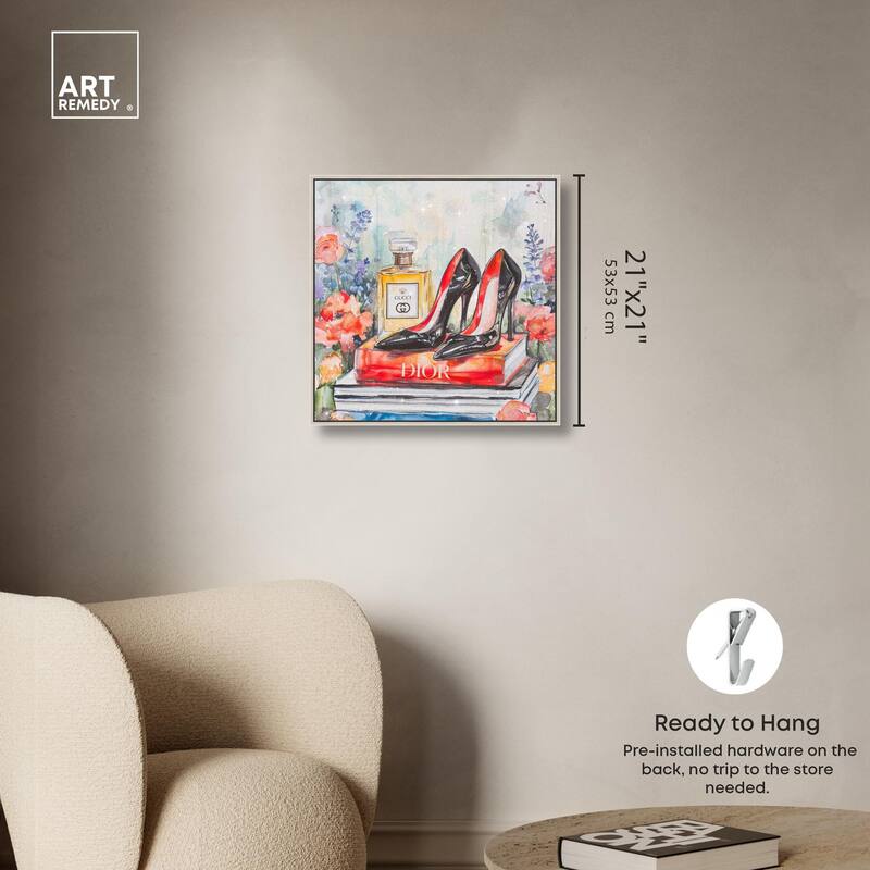 Lovely Garden Books and Heels Canvas by Art Remedy