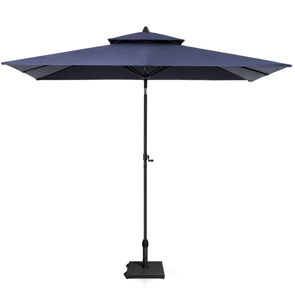 Pellebant Outdoor Patio 10 X 6.5 FT Double Top Market Umbrella with Wheels Base