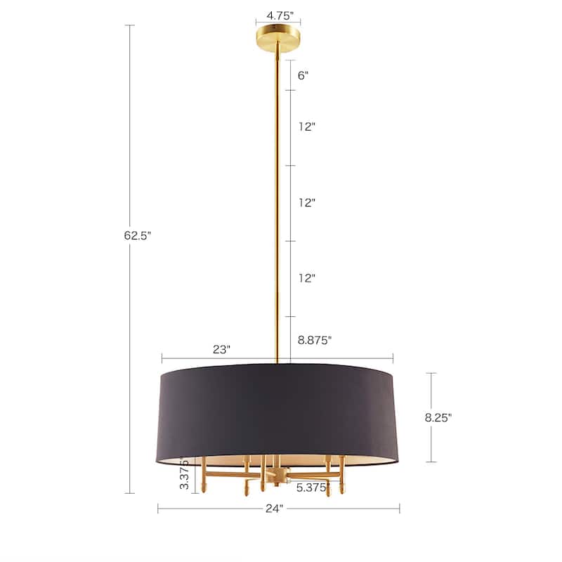 Presidio 5-Light Black Drum Shade Chandelier for living room,bedroom,and dining room