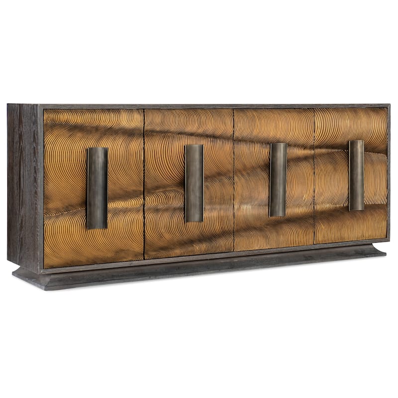 Hooker Furniture 628-85633 Melange 80" Wide Oak Veneer, Resin Accent - Dark Wood / Gold Swirl