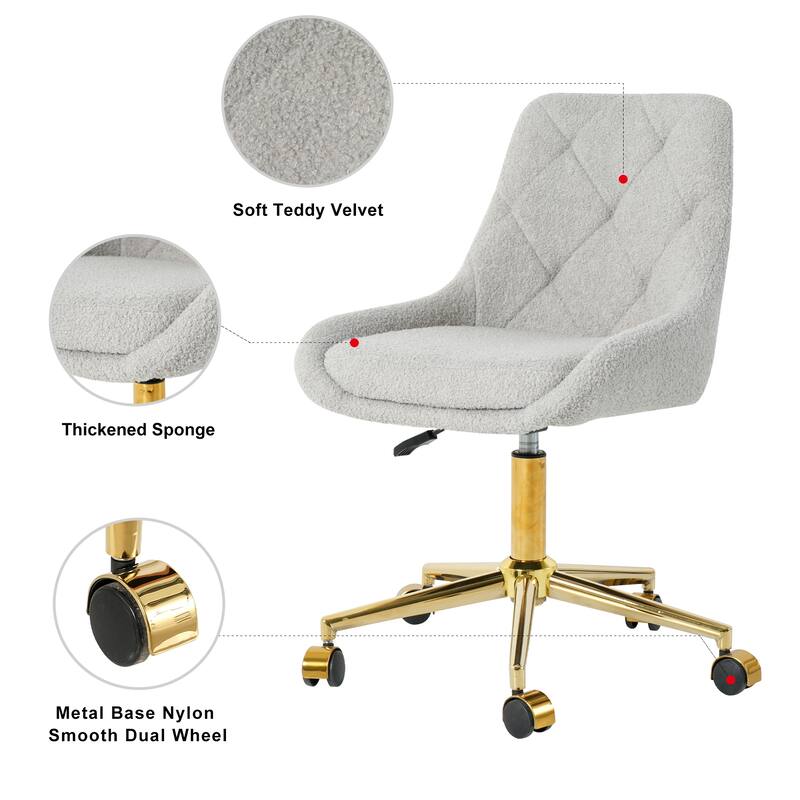 Modern teddy velvet fabric golden leg living room furniture dining chair, gold-plated five-claw chair legs, soft and com