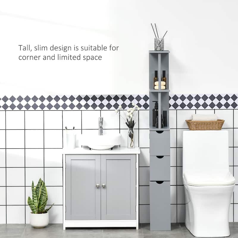 Bathroom Tower Storage Cabinet - 6" W x 13" D x 55.25" H