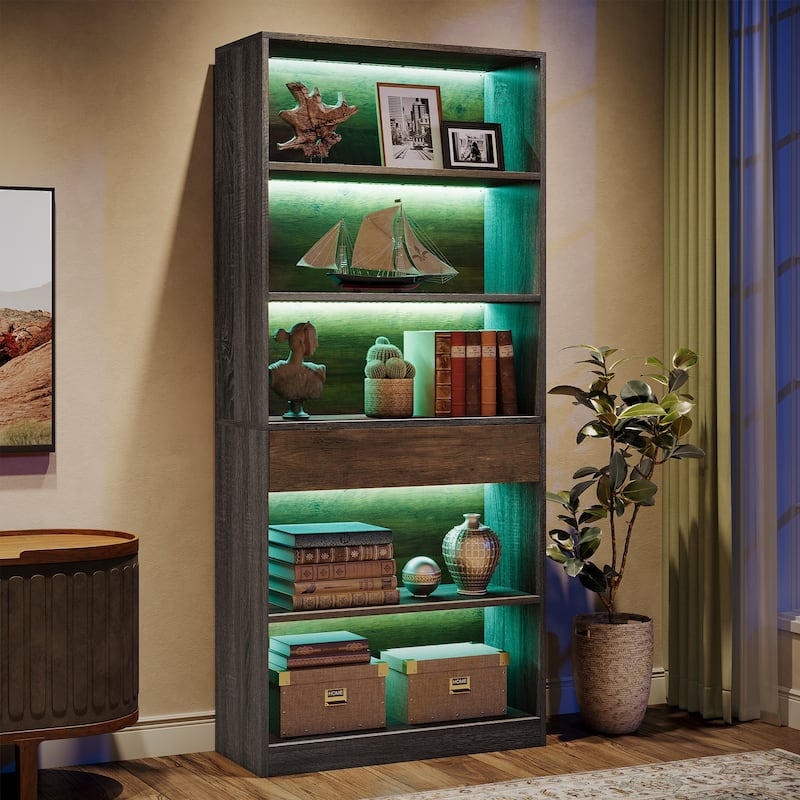 5-Tier Bookcase with LED Lights
