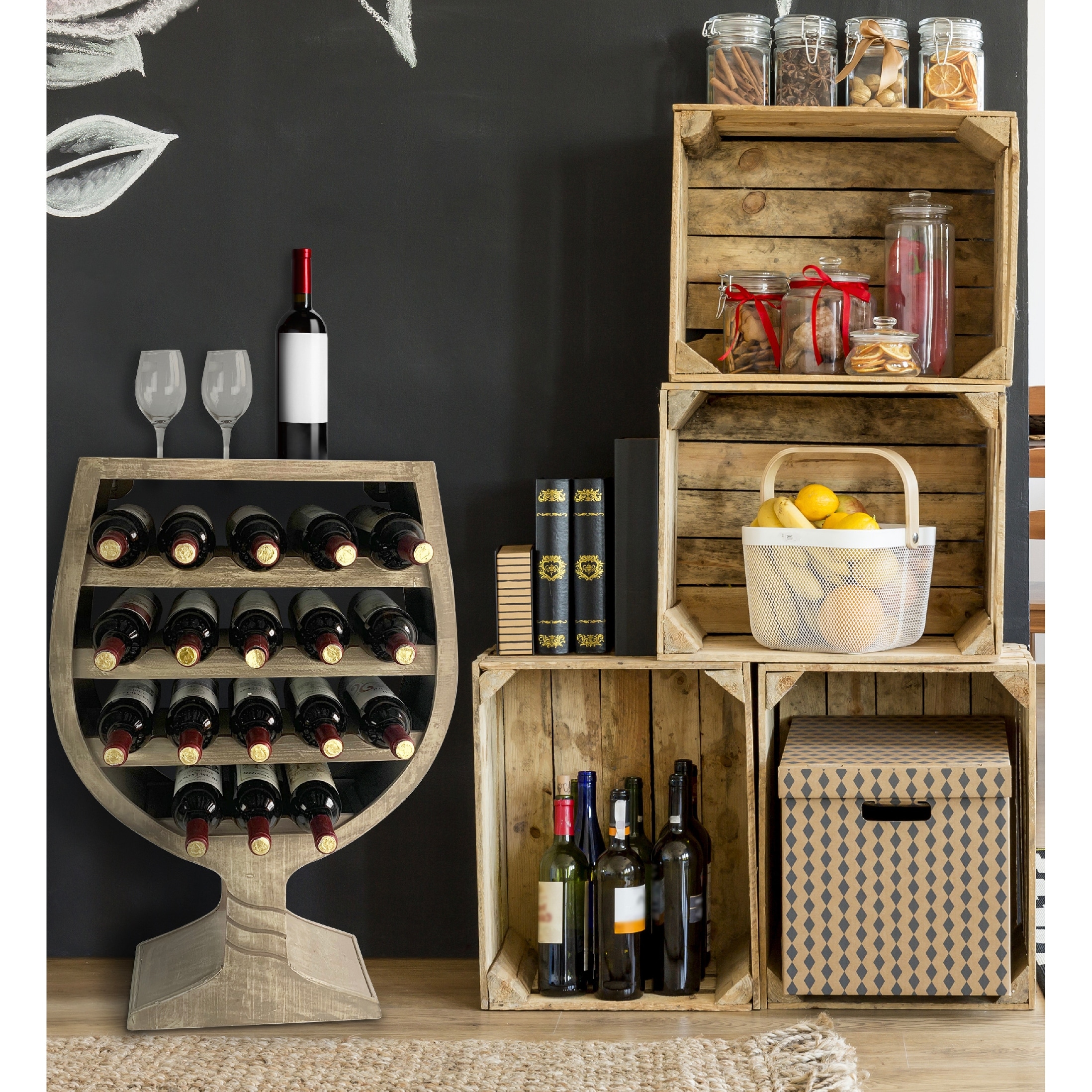Wooden box wine 2025 rack