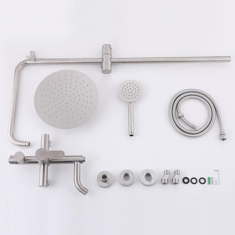 51"H 3-Function 304 Stainless Steel Wall-Mounted Outdoor Shower System